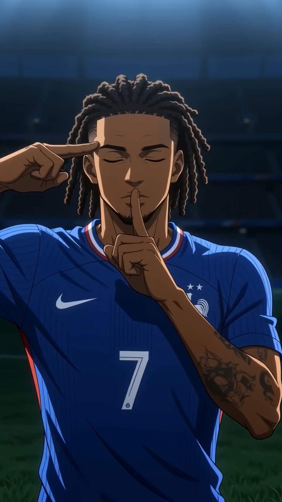 Anime still from the Norway versus France sequence