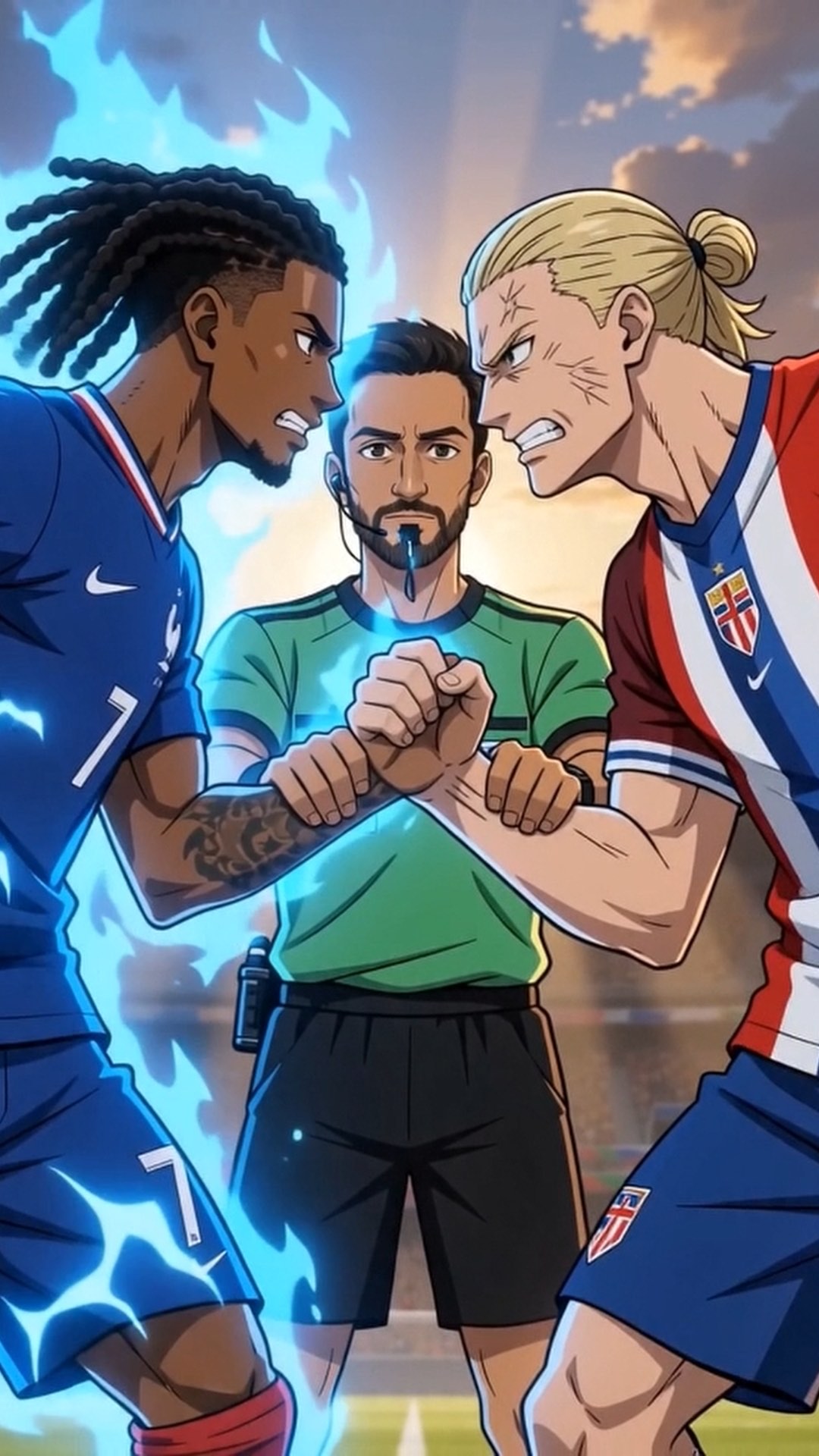 Anime still from the Norway versus France sequence