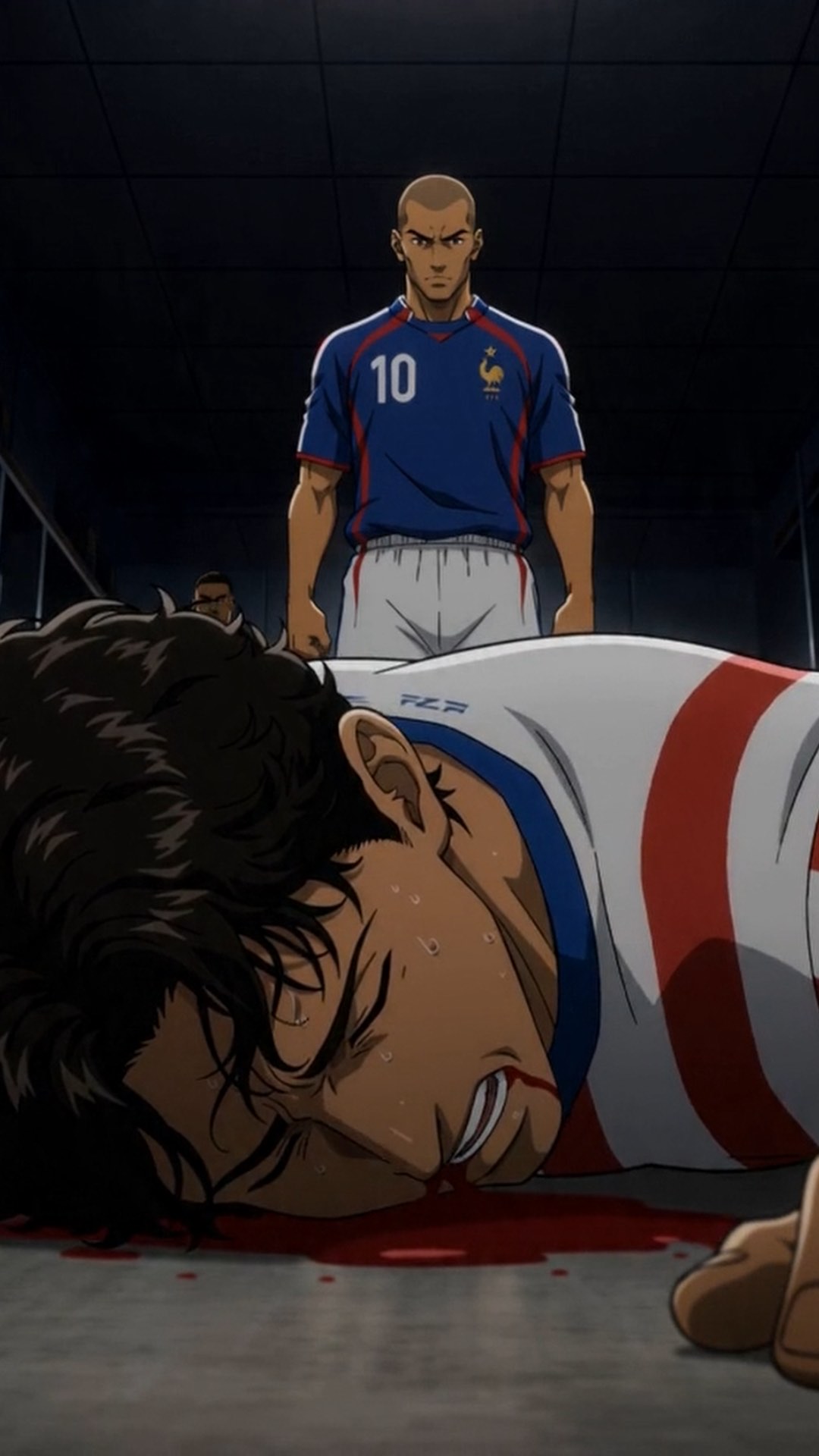 Anime still from the Paraguay versus France sequence
