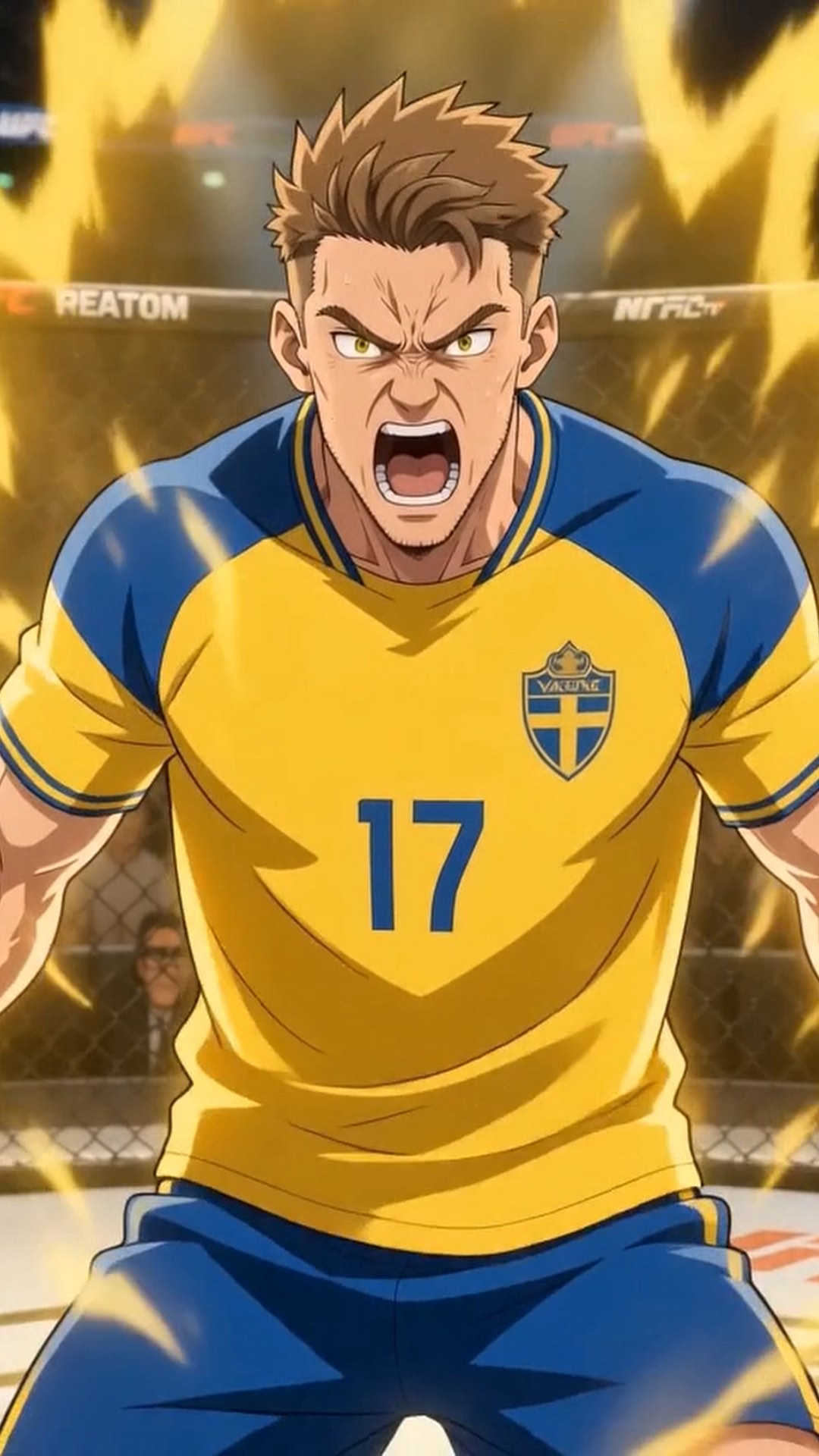 Anime still from the France versus Sweden sequence