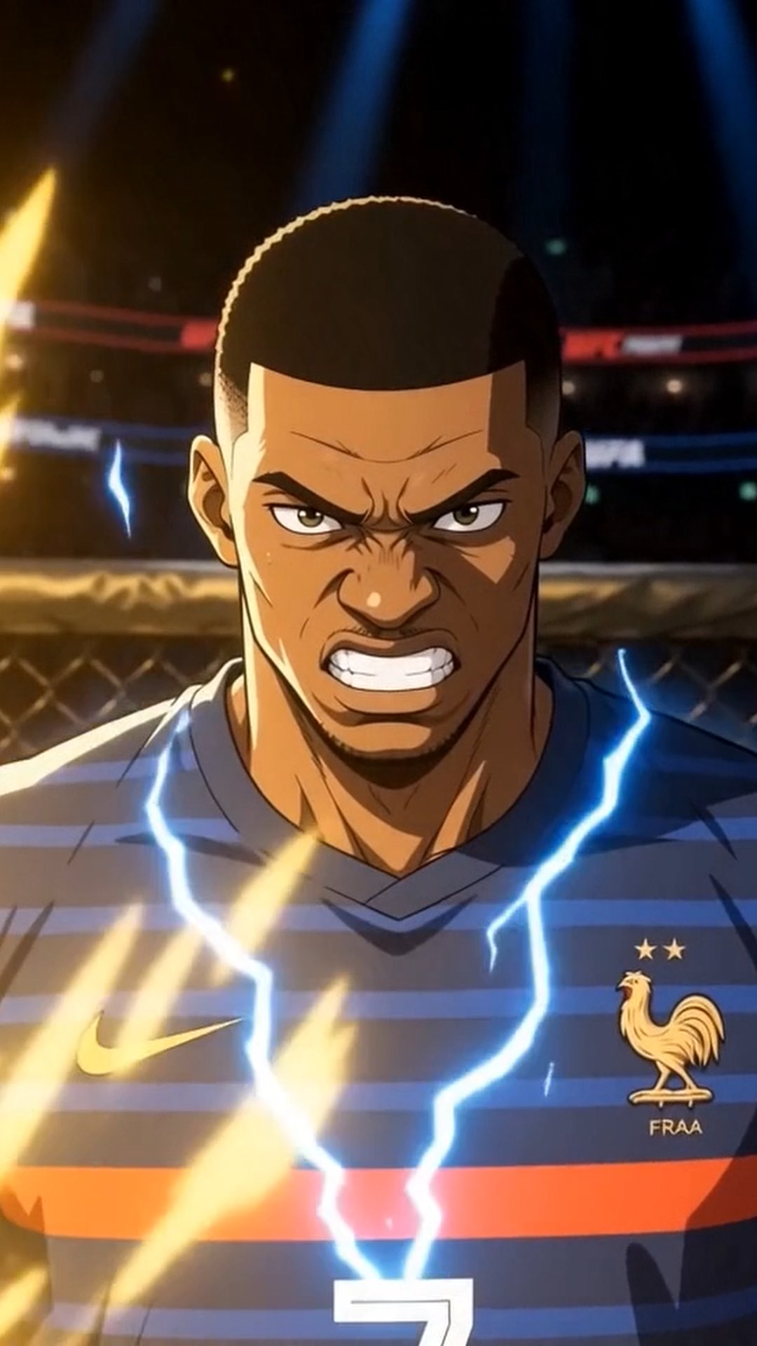 Anime still from the France versus Sweden sequence